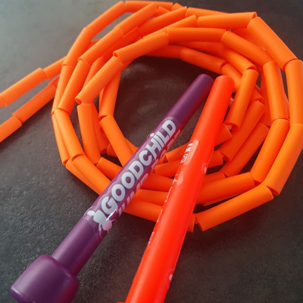 Corde à sauter perles orange (poignées courtes) - goodchild jump rope